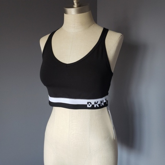 NWT DKNY Sport Strappy Workout Bra Black M - Picture 1 of 4